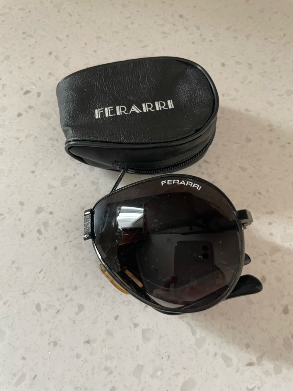 Vintage 1970’s Authentic Ferrari Folding Aviator Sunglasses w Case